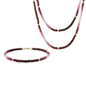 Boho rubínová súprava zo žltého zlata KLENOTA