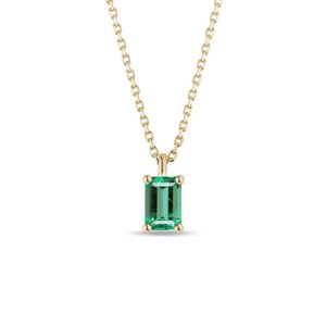 Zlatý náhrdelník so smaragdom emerald cut KLENOTA