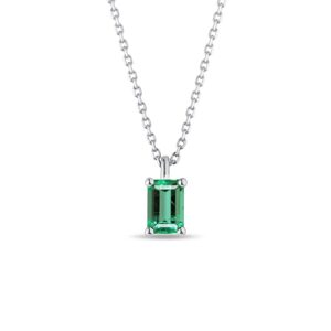 Náhrdelník z bieleho zlata so smaragdom emerald cut KLENOTA