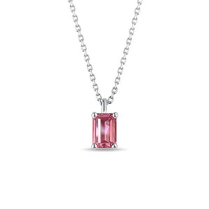 Náhrdelník z bieleho zlata s turmalínom emerald cut KLENOTA