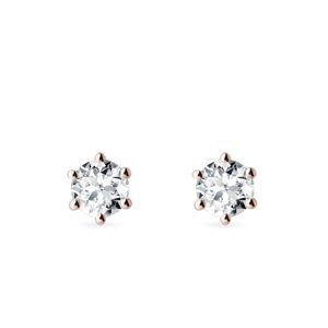 Diamantové napichovačky s priemerom 4 mm v ružovom zlate KLENOTA
