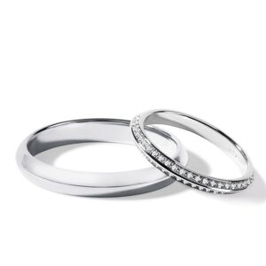 Súprava svadobných obrúčok s diamantmi v bielom 14kt zlate KLENOTA