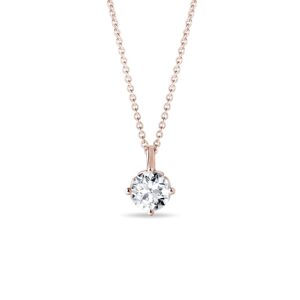 Náhrdelník z ružového zlata s 0.5 ct lab grown diamantom KLENOTA