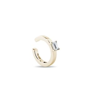 Zlatá náušnica ear cuff s diamantom vo výbruse emerald KLENOTA