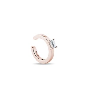 Náušnica ear cuff s diamantom v ružovom 14k zlate KLENOTA