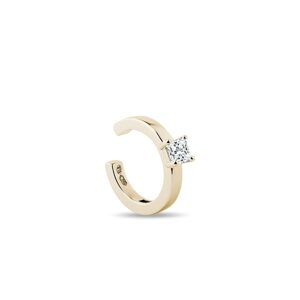 Zlatá náušnice ear cuff s diamantom vo výbruse princess KLENOTA