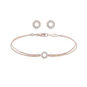 Set diamantových šperkov z ružového zlata s motívom kruhu KLENOTA