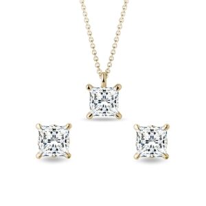 Súprava šperkov zo žltého zlata s lab grown diamantmi KLENOTA