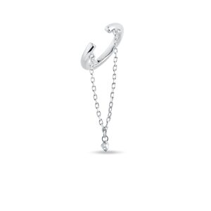 Retiazková náušnica ear cuff z bieleho zlata s diamantom KLENOTA