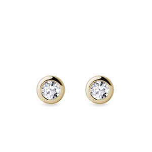 Bezel napichovačky s 3mm diamantmi v žltom zlate KLENOTA