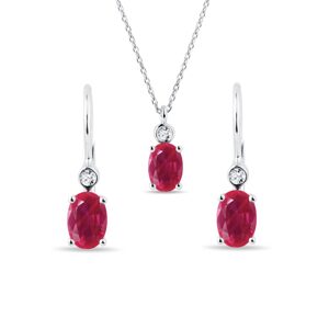 Elegantný minimalistický set z bieleho 14k zlata s rubínmi KLENOTA