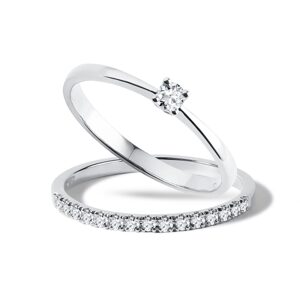 Set svadobných prsteňov z bieleho zlata s diamantmi KLENOTA