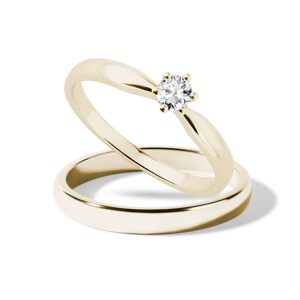 Set svadobných prsteňov zo žltého 14k zlata v lesku KLENOTA