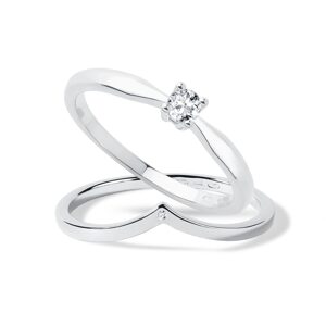 Minimalistický set prstenů s diamanty v bílém zlatě KLENOTA