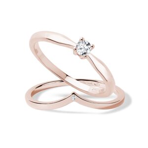 Minimalistický set prsteňov z ružového zlata s diamantmi KLENOTA