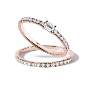 Romantický set prsteňov s diamantmi v 14k ružovom zlate KLENOTA