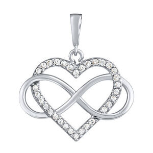 Silvego Prívesok srdce s infinity Jade z bieleho zlata a Brilliance Zirconia PRGPK0068PGW
