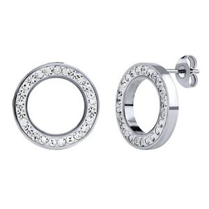 Silvego Náušnice kôstky kruhy Nelly z chirurgickej ocele s čírymi Brilliance Zirconia KMM62639