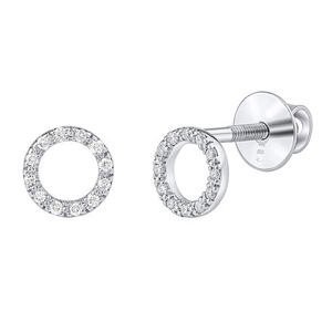 Silvego Diamantové náušnice (0,09 ct) kôstky krúžky Ruby v bielom zlate dámske aj detské DNN2583EGWD