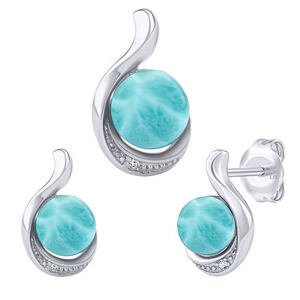 Silvego Strieborný set šperkov Geonna s prírodným larimarom a Brilliance Zirconia - náušnice a prívesok JSTS14627LR