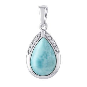 Silvego Strieborný prívesok s pravým larimarom a Brilliance Zirconia JST13327PLR