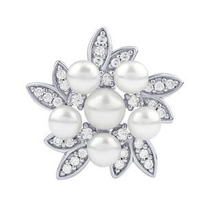Silvego Strieborný prívesok Rebecca s pravými perlami a Brilliance Zirconia FW3667PW