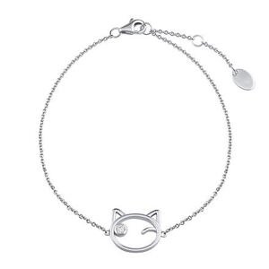Silvego Strieborný náramok mačka Betty s čírymi Brilliance Zirconia MW15320B