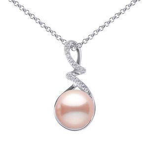 Silvego Strieborný náhrdelník Lena s pudrovou perlou a Brilliance Zirconia GRP18454PP
