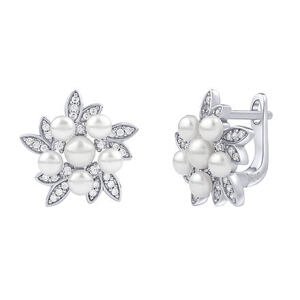 Silvego Strieborné náušnice Rebecca s pravými perlami a Brilliance Zirconia FW3667EW