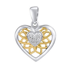 Silvego Strieborný / pozlátený prívesok srdce Leanne s čírymi Brilliance Zirconia FW14748PWG