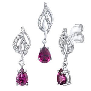 Silvego Strieborná súprava šperkov Brandi s pravým granátom a Brilliance Zirconia - náušnice a prívesok FW15428SGR