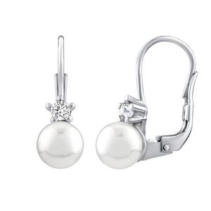 Silvego Strieborné náušnice s bielou Swarovski® Perlou SILVEGO35037W
