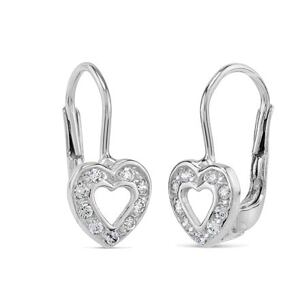 Silvego Zlaté náušnice srdiečka pre deti so Swarovski Zirconia SILVEGO70312w