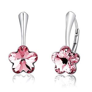 Silvego Strieborné náušnice so Swarovski® Crystals kvet ružový VSW019E-rose
