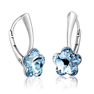 Silvego Strieborné náušnice so Swarovski® Crystals kvet modrý VSW019E-blue