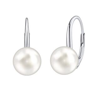 Silvego Strieborné náušnice s bielou perlou Swarovski® Crystals VSW018ELPS