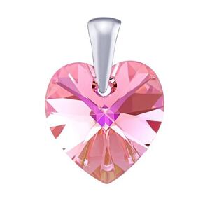 Silvego Strieborný prívesok SRDCE 14mm so Swarovski® Crystals - Light Rose LSW093P