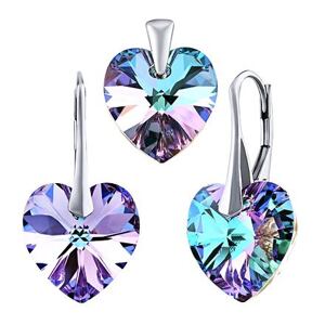 Silvego Strieborná súprava SRDCE 14mm so Swarovski® Crystals Vitrail Light LSW095S