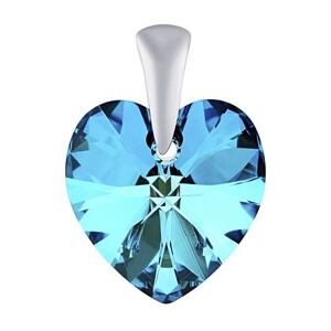 Silvego Strieborný prívesok SRDCE 14mm so Swarovski® Crystals - Bermuda Blue LSW091P
