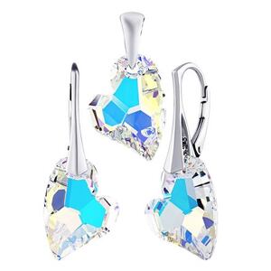 Silvego Strieborná súprava Srdce Devoted 2 U 17mm Crystal AB so Swarovski® Crystals LSW125S