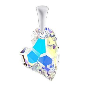 Silvego Strieborný prívesok Srdce Devoted 2 U 17mm Crystal AB so Swarovski® Crystals LSW125P