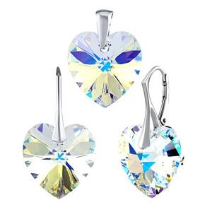 Silvego Strieborná súprava Srdce Crystal AB so Swarovski® Crystals LSW017S
