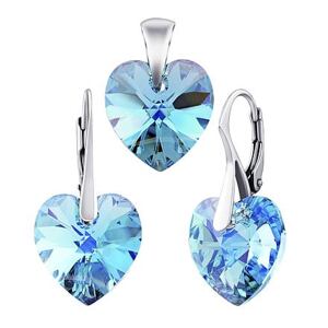 Silvego Strieborná súprava Srdce Aquamarine so Swarovski® Crystals LSW015S