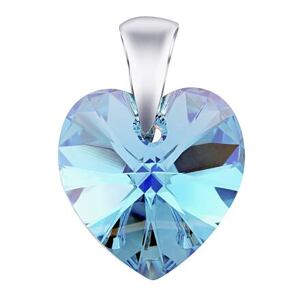 Silvego Strieborný prívesok Srdce Aquamarine 14mm so Swarovski® Crystals LSW015P