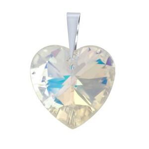 Silvego Strieborný prívesok srdca 28mm - AB so Swarovski® Crystals LSW033P