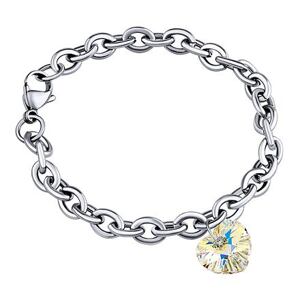 Silvego Dámsky náramok z chirurgickej ocele Srdce 14mm AB so Swarovski® Crystals LSW080B