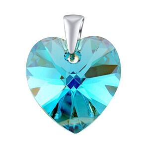 Silvego Strieborný prívesok modré Srdce 14mm so Swarovski® Crystals LSW061P