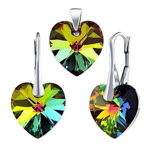 Silvego Strieborná súprava SRDCE 14mm Vitrail Medium so Swarovski® Crystals LSW070S