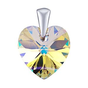 Silvego Strieborný prívesok so Swarovski® Crystals SRDCE 14mm AB LSW069P
