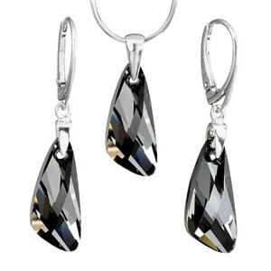 Silvego Strieborná súprava Wing 23mm Crystal Silver Night so Swarovski® Crystals LSW142S
